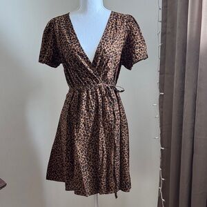 Madewell Cotton Leopard Print Wrap Dress Medium